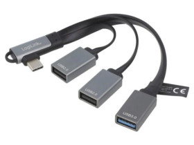 Hub USB, USB A gniazdo x3, USB C wtyk kątowy, USB 2.0, USB 3.2 UA0361