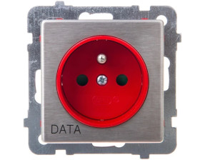 SONATA Gniazdo pojedyncze z/u DATA z przesłonami stal inox GP-1RMZDP/m/37