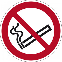 Prohibitive sign, symbol: no smoking, Ø 200 mm, plastic, 056.01.9 M 200MM