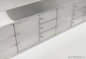 Ławka dwustronna ze stali nierdzewnej do stref czystych Reeco 1000x350x550mm