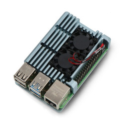 Obudowa justPi do Raspberry Pi 4B - aluminiowa z dwoma wentylatorami - szara