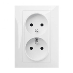 SANTRA gniazdo 2x2P+Z monolit z ramką podtynkowe biały 4135-00