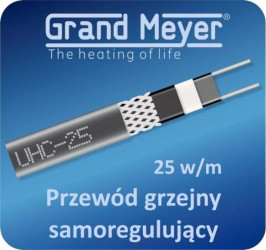 Kabel grzejny samoregulujący ekranowany GRAND MEYER UHC-25, 25W/m
