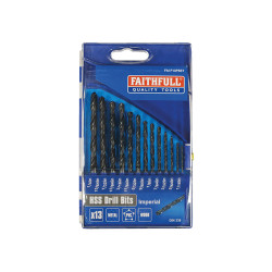 Faithfull 50208 HSS Drill Bit Set of 13 1/16-1/4 x 1/64