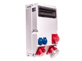 Rozdzielnica budowlana RB 13M gniazda 1x63A/5 1x32A/5 1x16A/5 2x250V IP54 ADAMÓW 9026520W PCE