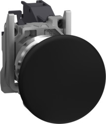 Mushroom pushbutton, unlit, 1 Form A (N/O), waistband round, black, front ring metal, mounting Ø 22 mm, XB4BC21GEX
