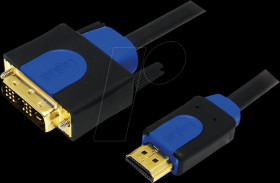 CHB3103 HDMI cable, A/M to DVI/M, 1080p, bidirect, black/blue, 3 m