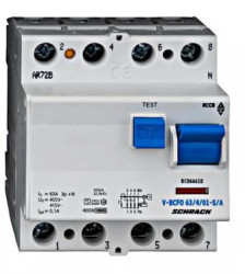 Wyłącznik różnicowoprądowy 63A/3+n/100mA,sel.S,typ A,10kAvsf Seria BC