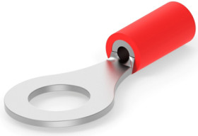 Insulated ring cable lug, 0.3-1.42 mm², AWG 22, 3.51 mm, M6, red, 32953