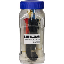 UniStrand Canister Packed Cable Ties - Pack of 500 assorted colour/length ties
