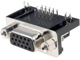 D-sub 15 gniazdo gęste 3-rzędowe kątowe lutowane do druku