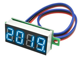 WOLTOMIERZ 0-100V DC 4-CYFROWY, TRZY PRZEWODY (ZASILANIE+POMIAR), NIEBIESKI (MIER-036-4-B)