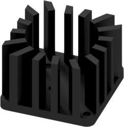 Finger shaped heatsink, (L x W x H) 46 x 46 x 31.8 mm, 4.4 K/W, black anodized, 10160596