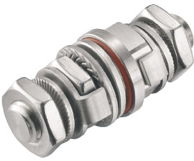 Earthing bolt, M6, straight, stainless steel, (W x H x D) 12.3 x 12.3 x 42 mm, silver, 1283430000