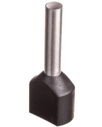 Końcówka tulejkowa izolowana TID 2x1,5mm2/12mm czarna cynowana TID2x1,5L12x500 /500szt./