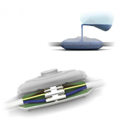 Mufa Kablowa Żywiczna Do Połączeń Przelotowych 1,5 - 10 mm IPX8 ze Złączką