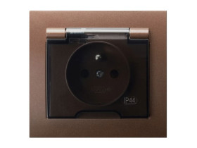 KIER Gniazdo hermetyczne z uziemieniem IP-44 wieczko przezroczyste brązowy metalik GPH-1WZ/52/d OSPEL