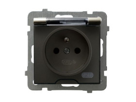 AS Gniazdo hermetyczne z uziemieniem IP- 44 z klapką satyna light GPH-1GZ/m/45/d OSPEL
