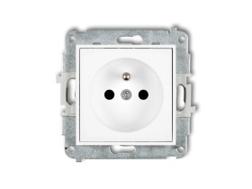 ICON Mechanizm gniazda pojedynczego z uziemieniem 2P+Z z przesłonami biały IGP-1zp KARLIK