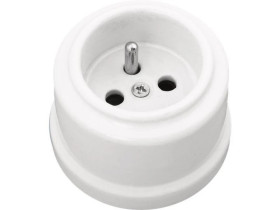 Gniazdo pojedyncze natynkowe 2P+Z Retro ceramic 16A-250V~, białe