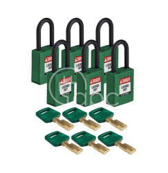 Kłódka LOTO SafeKey nylonowa, szekla 38 mm, zielona (6 szt.), 150334