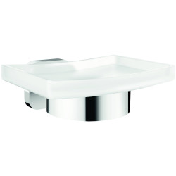 tesa 40628-00000-00 ELEGAANT soap tray chrome glossy/white satin no drill