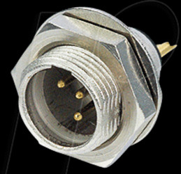 RT3MPR TINY xlr panel connector, 3-pin, wall thicknesses of up to 3 mm