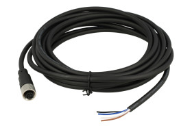 Gniazdo z przewodem; KLS15-M12A-P18-04-PUR-L5.0M-B-U; M12-4p; 4 tory; proste; z przewodem 5m; 0,34mm2; 6mm; czarny; IP67; 4A; 25