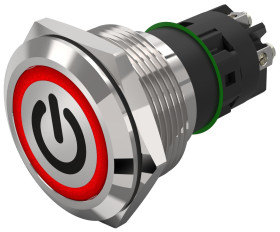 Podświetlany łącznik przyciskowy Zatrzaskowy SPDT średnica wycięcia 22.3mm, montaż panelowy EAO
