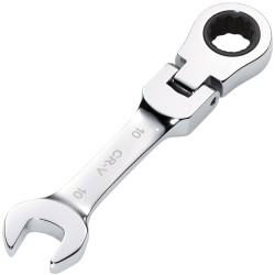 Draper 27965 HI-TORQ&#xAE; Metric Stubby Flexi Head Ratchet Spanner 10mm