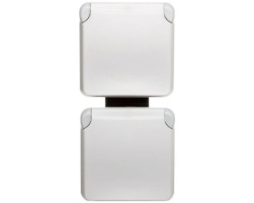 PLEXO55 Gniazdo podwójne pionowe z/u białe/ecru 069643