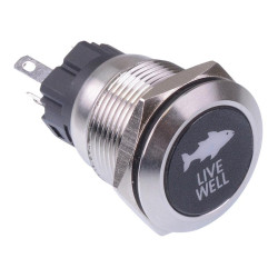 Live Well' Blue LED Latching 19mm Vandal Push Button Switch SPDT 12V