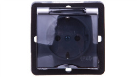 Impresja Gniazdo Bryzgoszczelne Z/U Schuko Ip44 Klapka Przezroczysta Srebrne...