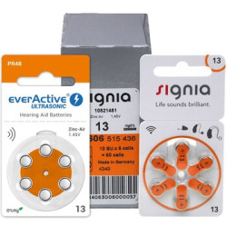 60 x baterie do aparatów słuchowych Signia 13 + 6 x everActive ULTRASONIC 13