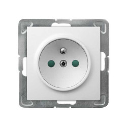 IMPRESJA Gniazdo pojedyncze z uziemieniem z przesłonami białe GP-1YZP/m/00 OSPEL