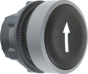 Pushbutton, labeled arrow, unlit, groping, waistband round, black, front ring light gray, mounting Ø 22 mm, ZB5AA335C0