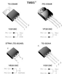 VF20120C-E3 Dual High Voltage Trench MOS Barrier Schottky Rectifier Ultra Low VF = 0.54 V at IF = 5 A