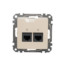 Gniazdo komputerowe podwójne RJ45 kat. 5e UTP, beżowy, Sedna Design i Elements SDD112452