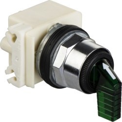 Toggle switch, 3 positions, illuminable, waistband octagonal, front ring metallized, mounting Ø 30 mm, 9001K53J35LGFG
