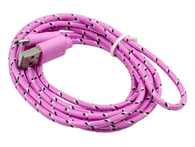 USB to Micro USB Braided Cable 2m - Pink [Discontinued]