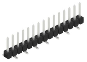 Pin header, 15 pole, pitch 2.54 mm, angled, black, 10047430
