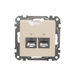 Gniazdo komputerowe podwójne RJ45 kat. 5e STP, beżowy, Sedna Design i Elements SDD112452S