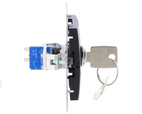 Simon 54 Łącznik na kluczyk chwilowy przycisk (moduł) 2 poz. 0-I styk NO 5A 250 wyjęcie klucza w pozycji 0 czarny mat DP1K.01/49