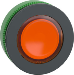 Pushbutton, for universal LED, illuminable, waistband round, orange, front ring dark gray, mounting Ø 30.5 mm, ZB5FW353