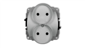 Trend Gniazdo Podwójne B/U Srebrny Metalik 7Gpr-2P