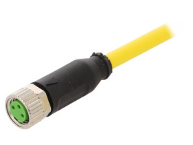 Złącze okrągłe M8 żeńskie proste z wolnym końcem przewodów 3pin 7000-08041-0300500