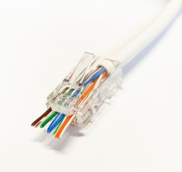 RJ45 wtyk telefoniczny przelotowy 8p8c zaciskany na drut UTP, kategoria 6