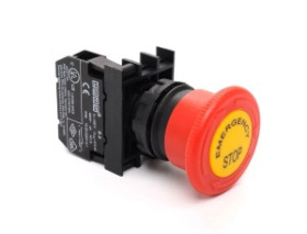 Przycisk dłoniowy bezpieczeństwa, grzybek 40mm z opisem, czerwony T0-B200EE
