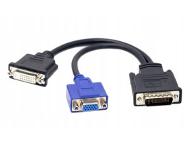 DMS-59 Male To DVI 24+5 Female + VGA Female Cable Adapter Splitter