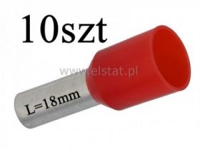 Końcówka rurkowa izolowana 10mm2; L= 18 mm